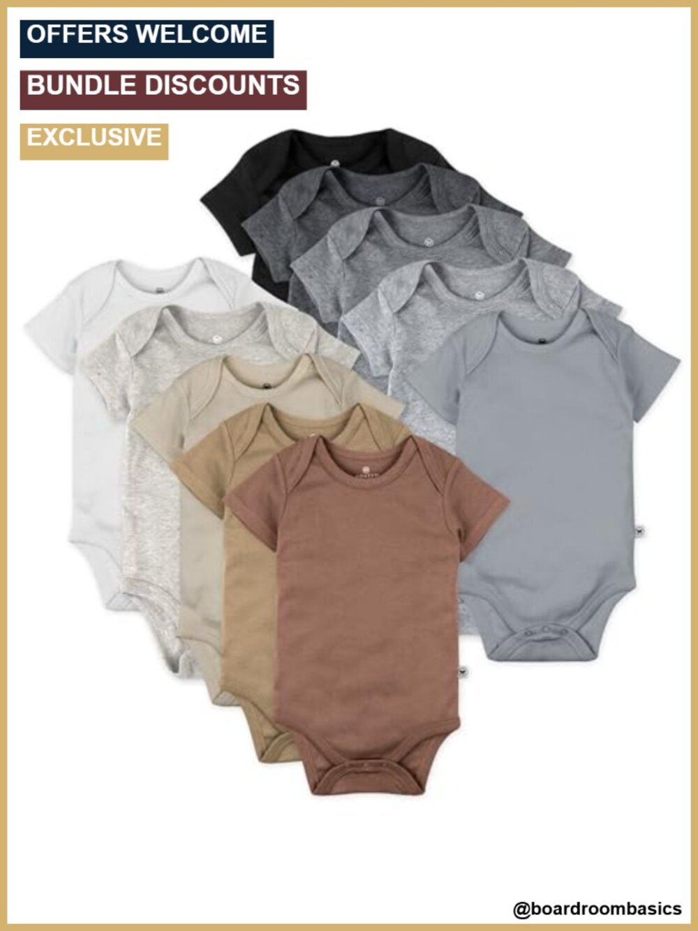 10-Pack Short Sleeve Bodysuits One-Piece Infant Boys Girls 3-6 Months